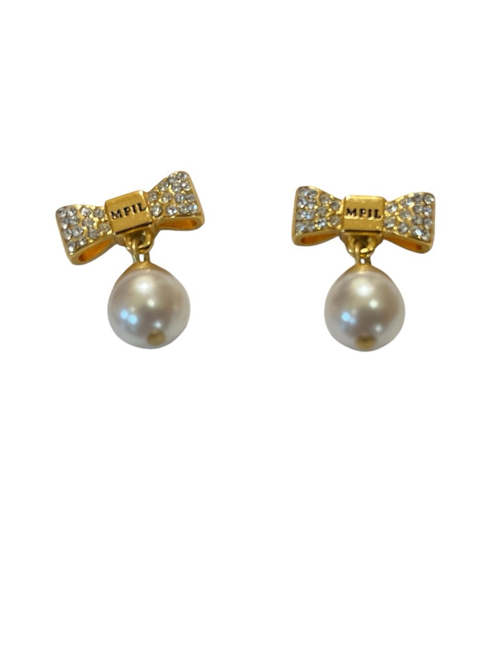 Brighton My Flat in London Gold-Tone Crystal Bow Earrings Rare Vintage Set Avail